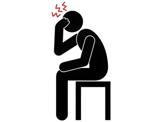 Man with Headache Sitting on Chair
