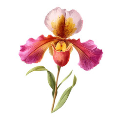 Exotic Orchid watercolor vector, hand-painted style, high-quality illustration isolated on white background.