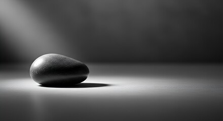 Smooth gray stone in spotlight.