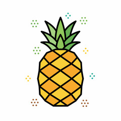 Stylized illustration of a pineapple with colorful dot accents against a white background