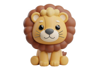 Obraz premium Adorable cartoon lion character illustration with a fluffy mane and cute expression isolated on transparent background