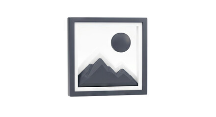 3D Icon of a Framed Mountain Landscape