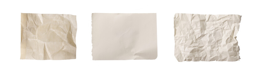 beige paper sheets with wrinkled surface textures. Abstract neutral backgrounds with organic