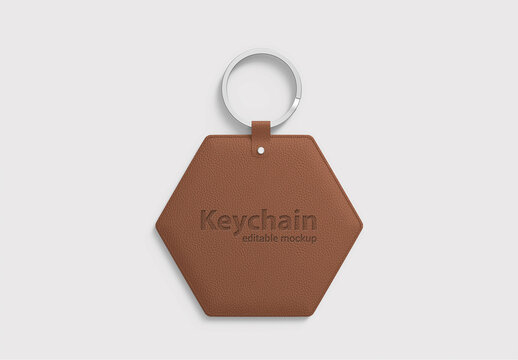 Editable Leather Keychain Mockup Template