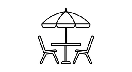 Outdoor Patio Dining Set Icon - Terrace Table and Umbrella Line Art © NajmulHussain