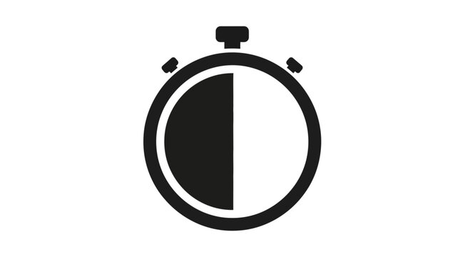 Black Stopwatch Timer Icon - 30 Minute Countdown Symbol