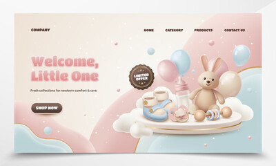 Baby store landing page with product display