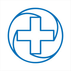 Obraz premium First aid medical cross icon vector illustration emergency health symbol