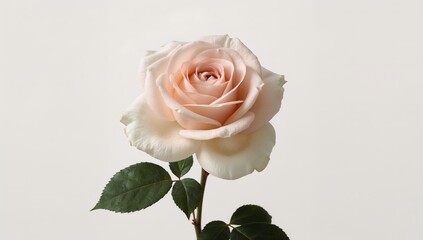 Fototapeta premium A Delicate Rose in Bloom against plain backdrop