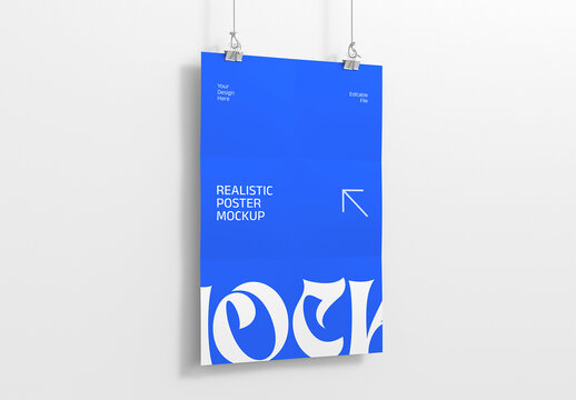 Realistic Hanging Poster Mockup