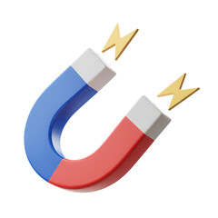 magnetic attraction concept with a modern design  . Isolated on transparent background, png