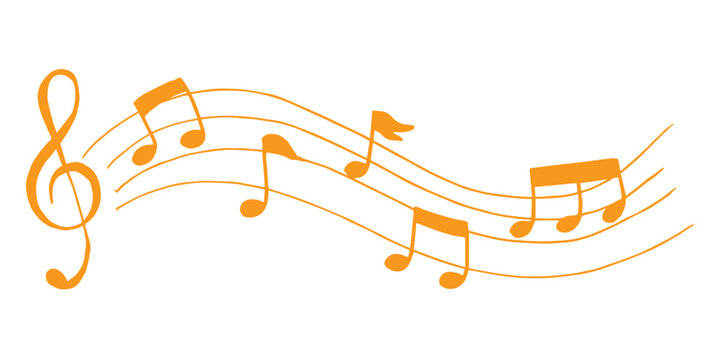 Musical note wave. Music notes melody on white background.Vector illustration of sheet music - musical notes melody .