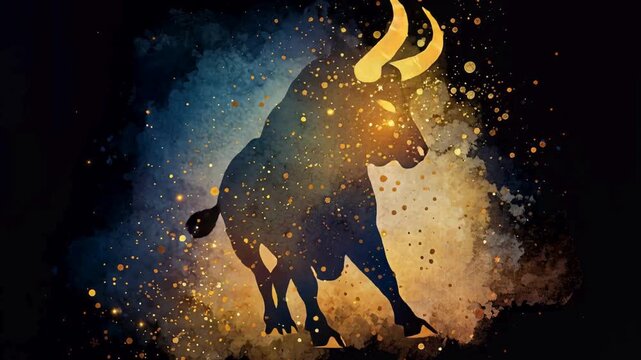 taurus bull horoscope doing like a magical bull made with stars 