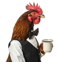 RoostChinese New Year lantern decorations in roomer holding a cup on farm