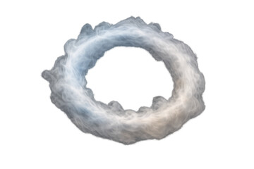 Round blue and orange smoke ring forming a nebulous circle on transparent background, ethereal mist portal