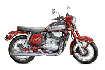 Retro old motorcycle isolated on white