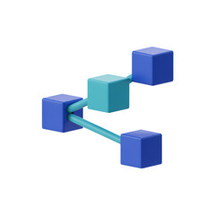 Obraz premium Network of interconnected cubes in a 3D rendering . Isolated on transparent background, png