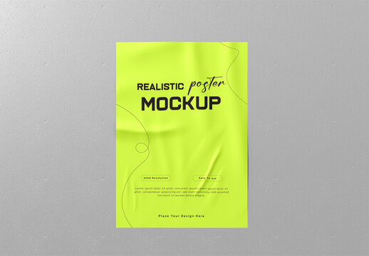 Realistic Paper Poster Mockup on Wall