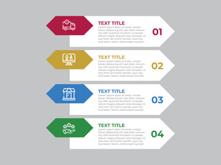 vector illustration infographic design template with 4 steps. Template for process, presentations, layout, banner, brochure.