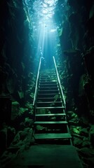 Fototapeta premium Architecture underwater staircase outdoors.