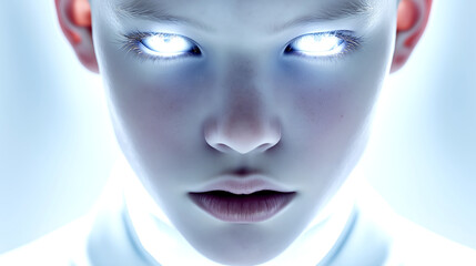 Ethereal Android Portrait with Glowing Eyes
