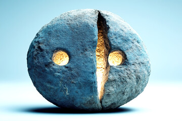 Split Stone Totem with Inner Light
