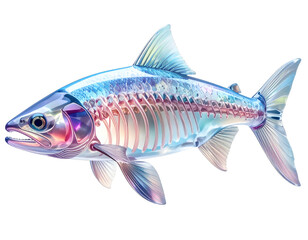 Fototapeta premium Translucent Crysta ldolphin with Glass-Like Body and Iridescent Details Isolated on White Background