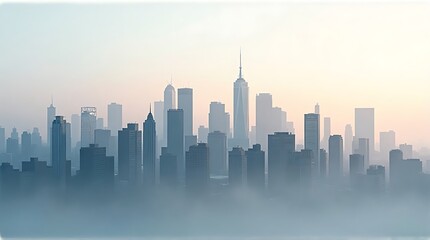 Obraz premium Foggy Urban Landscape at Dawn