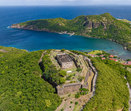 Aerial view of Fort Napoleon at Islands Les Saintes (Caribbean island Guadeloupe)
