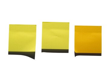 Three Yellow Sticky Notes on White Background
