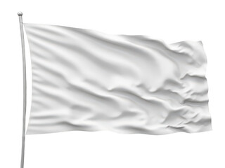 White flag waving in the wind, isolated on transparent background