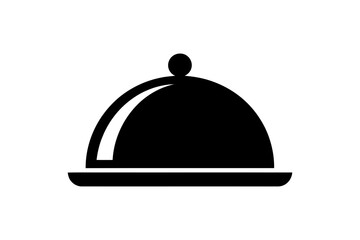 A black and white illustration of a covered serving dish icon