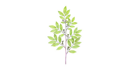 Naklejka premium Green branch with leaves and small berries