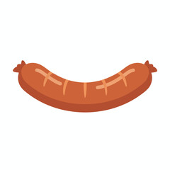 Grilled Sausage Icon on White Background