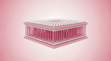 Pink 3D gift box with ribbon isolated on pastel background minimal design