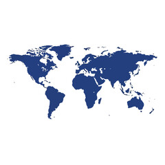 Obraz premium Blue World Map Silhouette on White Background.