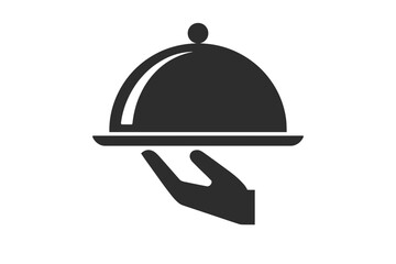 Fototapeta premium A minimalist vector graphic of a hand holding a covered serving dish