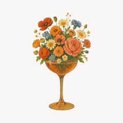 Fototapeta premium Vintage floral arrangement in glass.