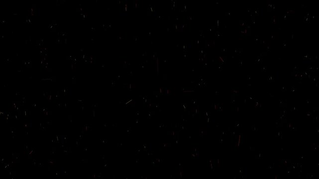 Animation of round sparkles and particles over black background