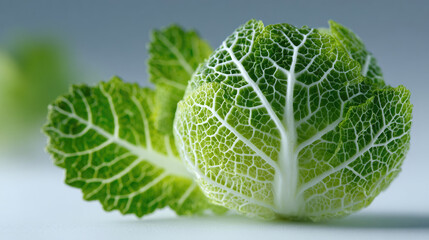 Savoy cabbage closeup Fresh textured and vibrant green vegetable.