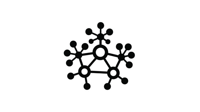 Abstract black snowflake design circular nodes connected by lines silhouette