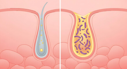 Sperm cells swimming towards egg illustration medical biology fertility concept