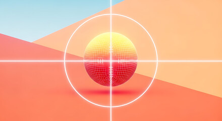 Sunrise over cracked earth with target crosshair lens flare minimalistic concept