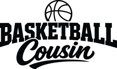 Basketball cousin text design with basketball icon and strong typography style isolated on white background © MdElias