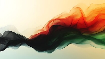 Abstract Flowing Waves of Red Black and Green Smoke or Fabric background texture