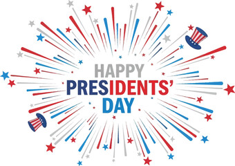Vibrant Happy Presidents' Day celebration with fireworks and stars