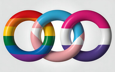 Interconnected rainbow rings symbolizing unity and diversity