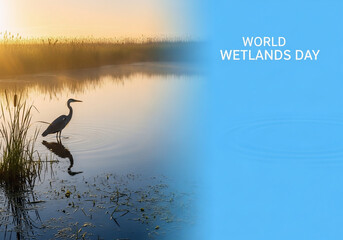 World Wetlands Day copy space, ducks in the lake