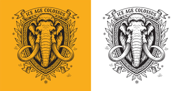 Ice Age Colossus Mammoth Elephant Prehistoric Shield Badge