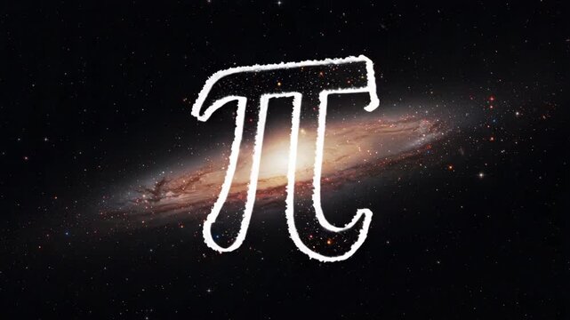 The Pi symbol on the background of space with galaxy